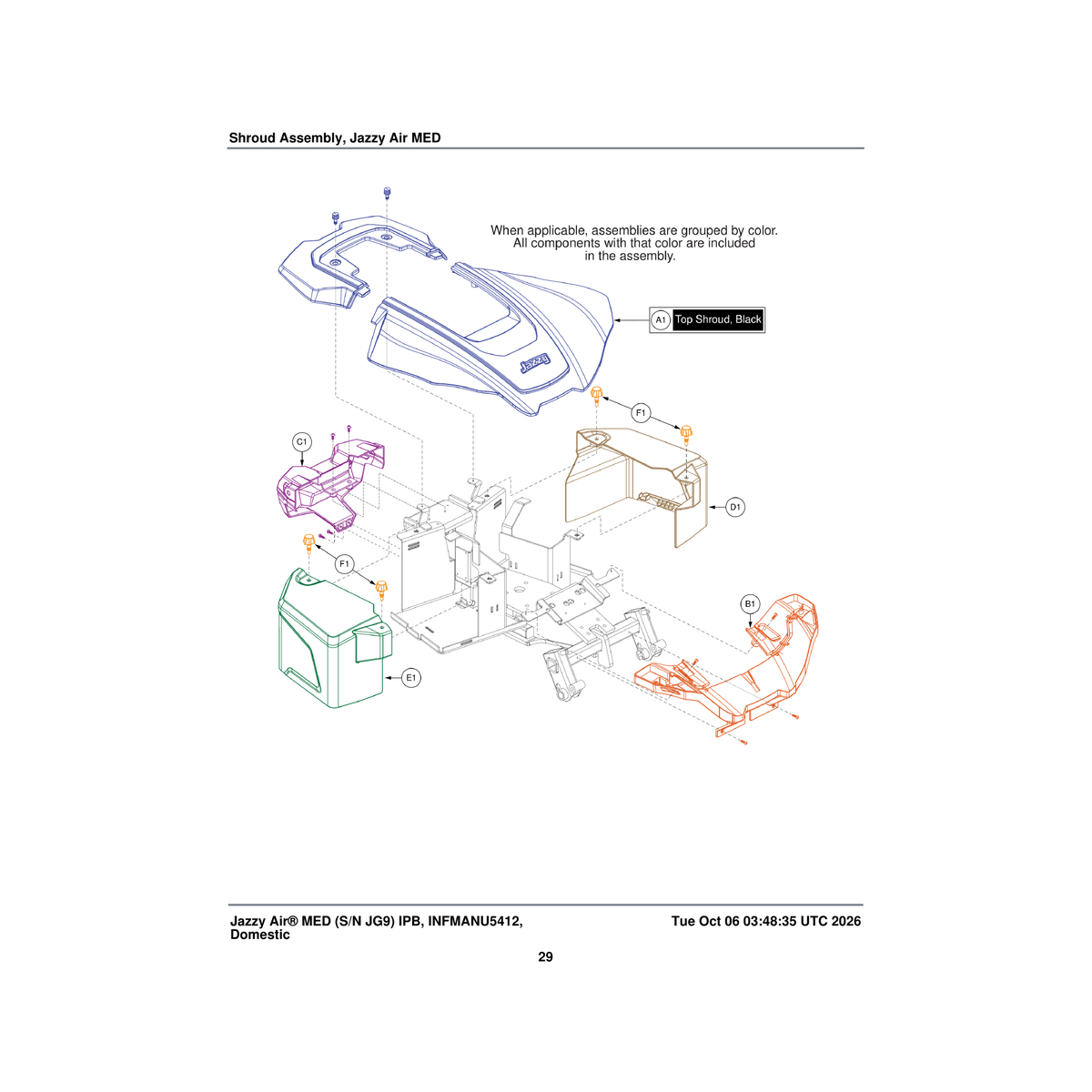 Pride Mobility DGN2302315 shroud assembly rear jazzy air med parts diagram