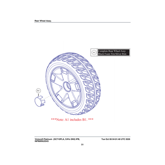 Pride Mobility DGN2303341 wheel assembly 11 inch parts diagram