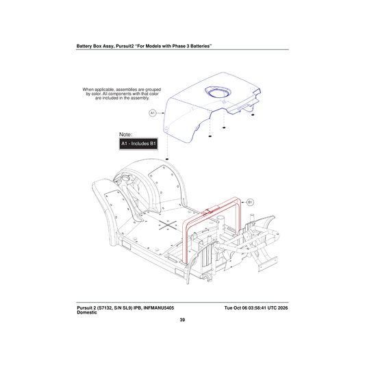 Pride Mobility DGN2400678 battery box shroud assembly black parts diagram