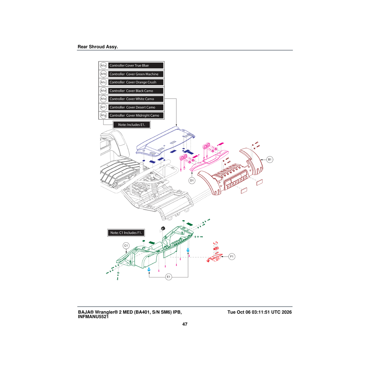 Pride Mobility DGN2402856 controller shroud assembly orange crush parts diagram