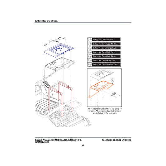 Pride Mobility DGN2402865 shroud battery box lid orange crush parts diagram
