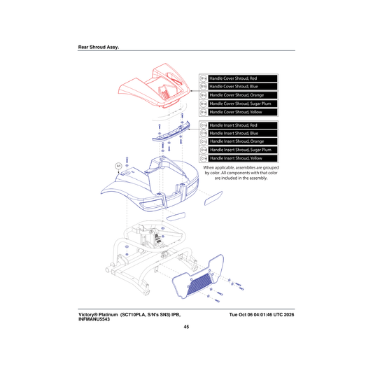 Pride Mobility DGN2405492 rear body shroud assembly black va victory parts diagram