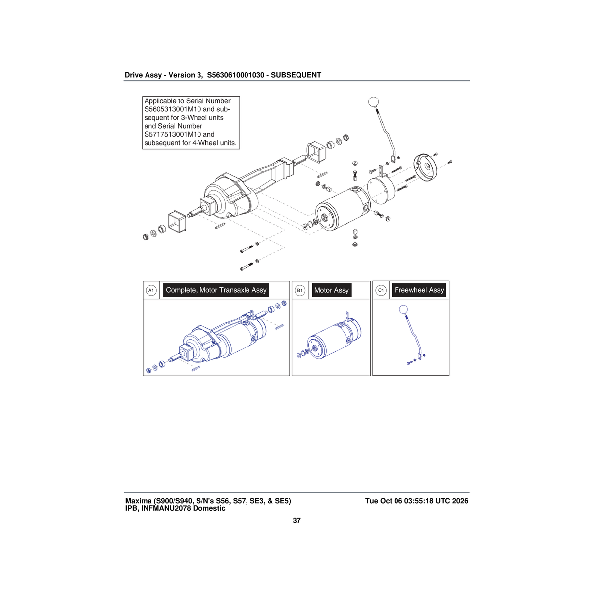 Pride Mobility DRVASMB2285 3800rpm motor/8nm brake motor/brake assembly mts m4 package parts diagram