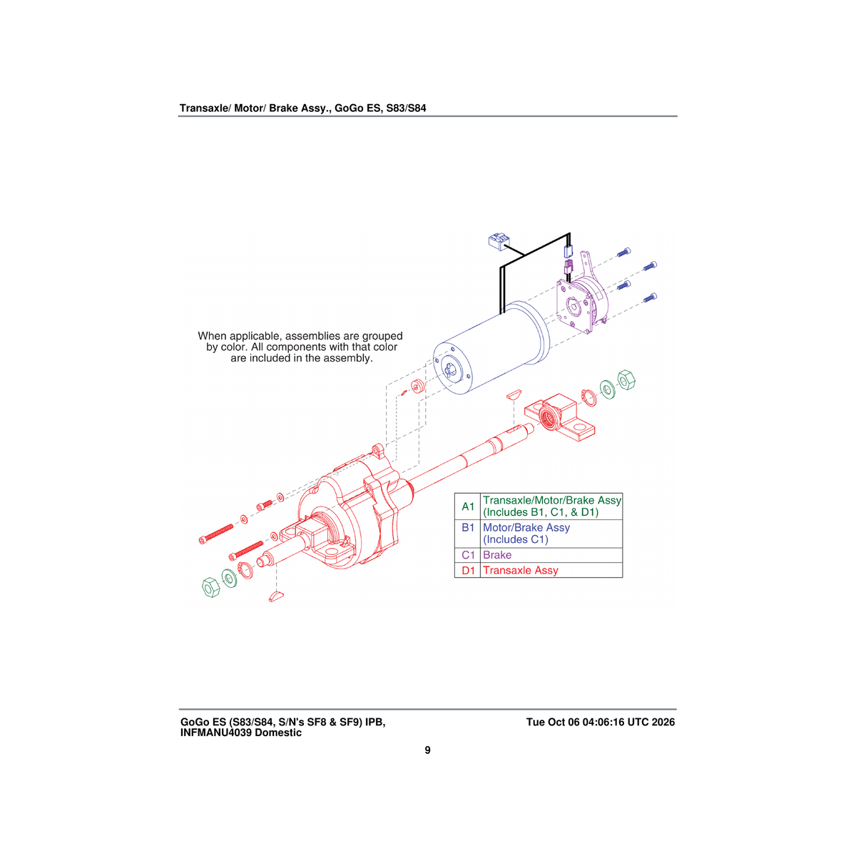 Pride Mobility DRVASMB2322 main transaxle/motor/brake motor assembly t1 with lihoo 6 parts diagram