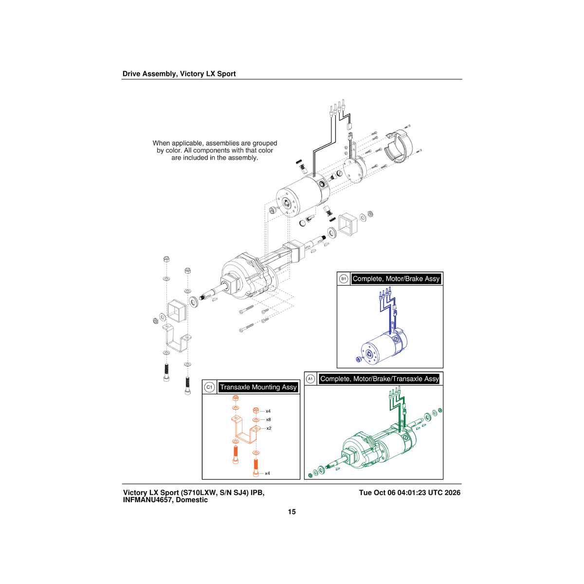 Pride Mobility DRVASMB2455 feishen t2 motor with brake motor assembly 500w 4950rpm motor (feishen: fsl-502-t2b) parts diagram
