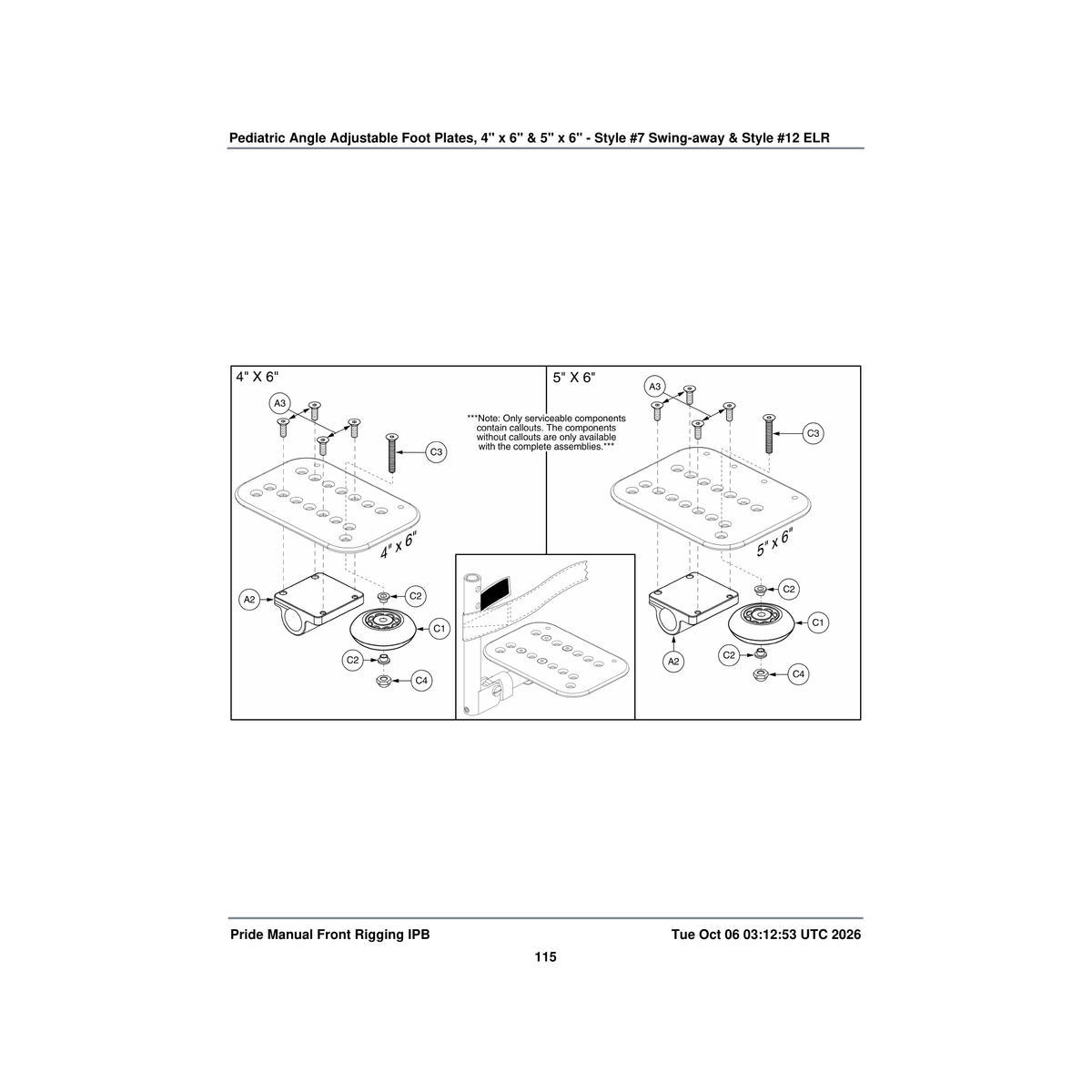 Pride Mobility DWR1000C317 mounting block pediatric angle adjustable footplate parts diagram