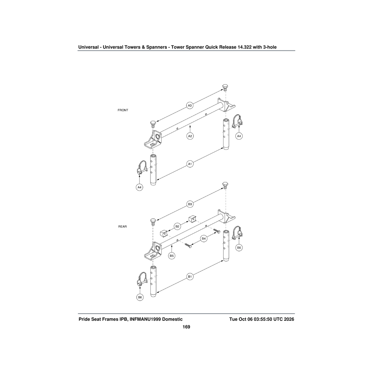 Pride Mobility DWR1054B026 pin safety snap m6 x 35mm parts diagram