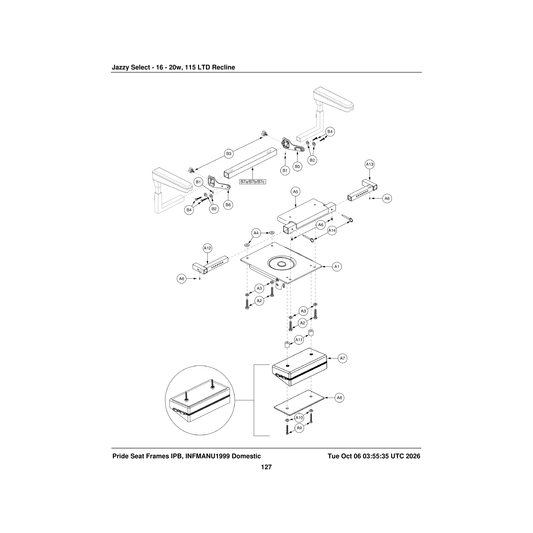 Pride Mobility DWR1060D031 plastic insert charger bag parts diagram