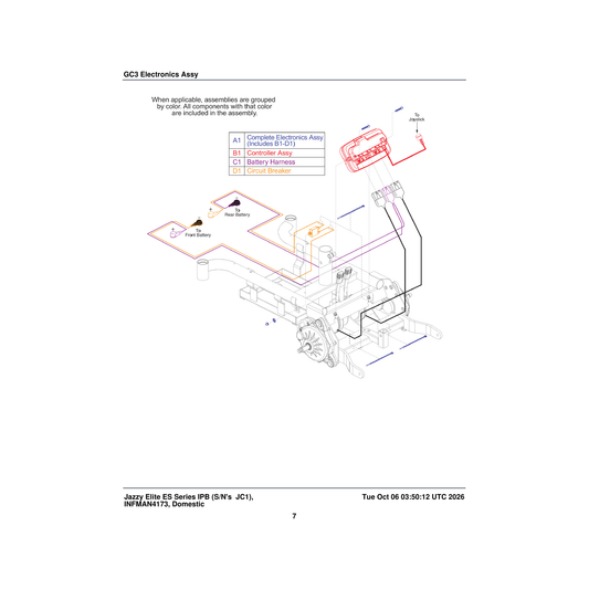 Pride Mobility DWR1060H018 harness battery cable select gt parts diagram
