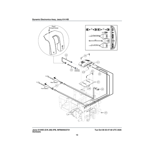 Pride Mobility DWR1061H001 harness battery cable jazzy614 parts diagram