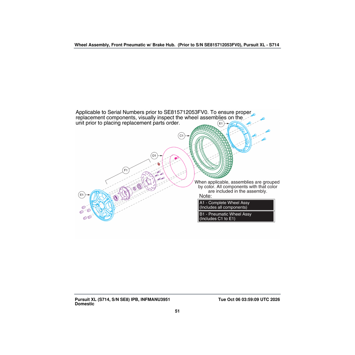 Pride Mobility DWR1203E047 tire pneumatic black 3.00-8 x 13.5 inch e-1203-047 parts diagram