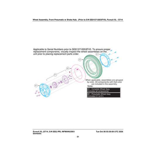 Pride Mobility DWR1203E047 tire pneumatic black 3.00-8 x 13.5 inch e-1203-047 parts diagram