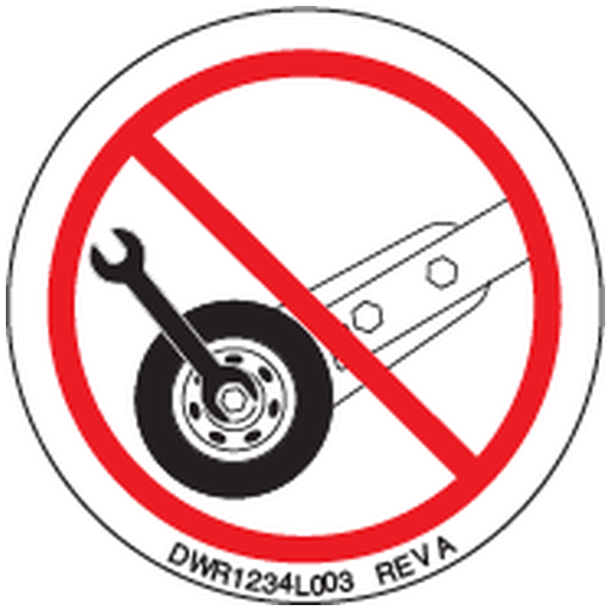 Pride Mobility DWR1234L003 decal icon do not adjust anti-tip 1.50 inch diameter