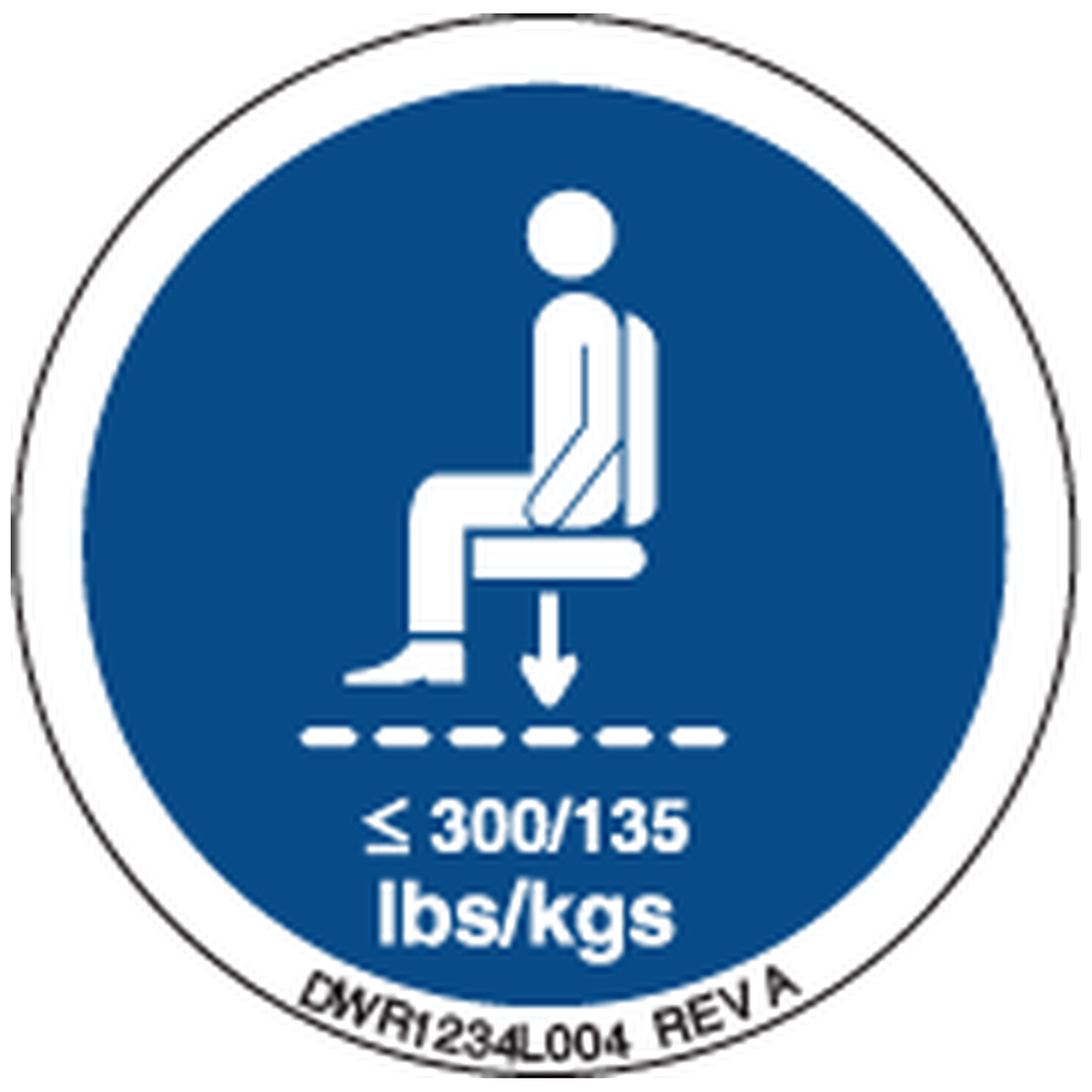 Pride Mobility DWR1234L004 decal icon maximum weight capacity 300lbs/135 kg