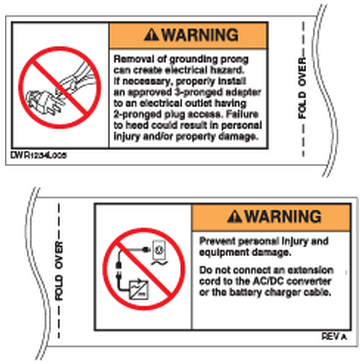Pride Mobility DWR1234L008 decal icon extension cord/grounding prong