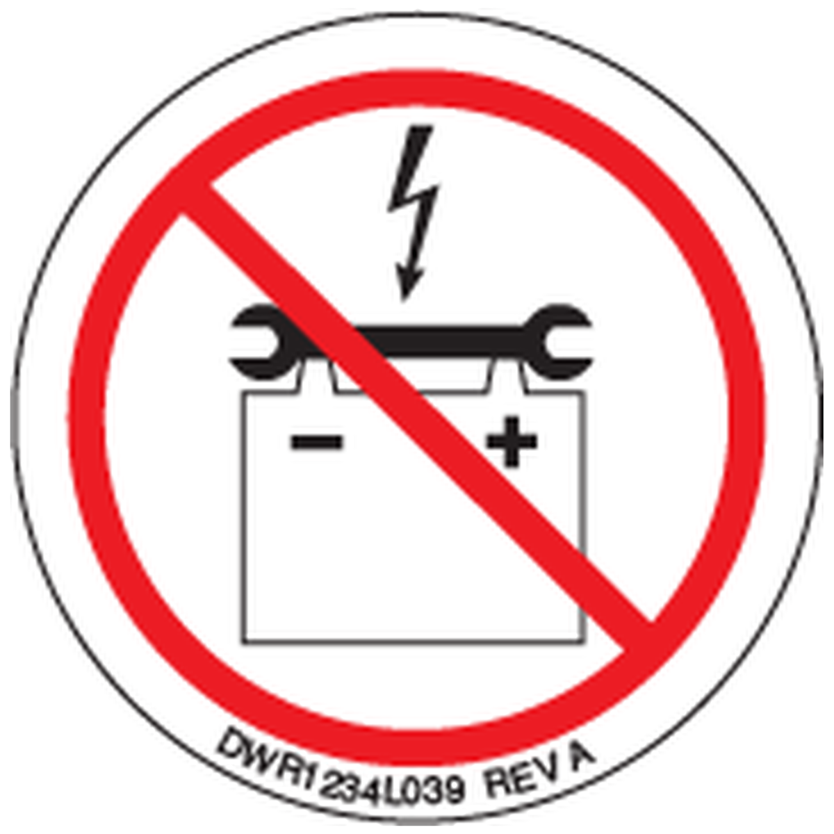 Pride Mobility DWR1234L039 decal icon battery terminal warning