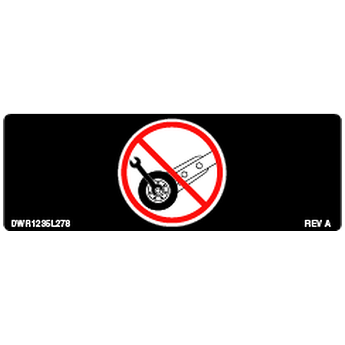 Pride Mobility (DWR1235L278), anti-tip do not adjust icon decal, 2.16 inch by 0.75 inch.