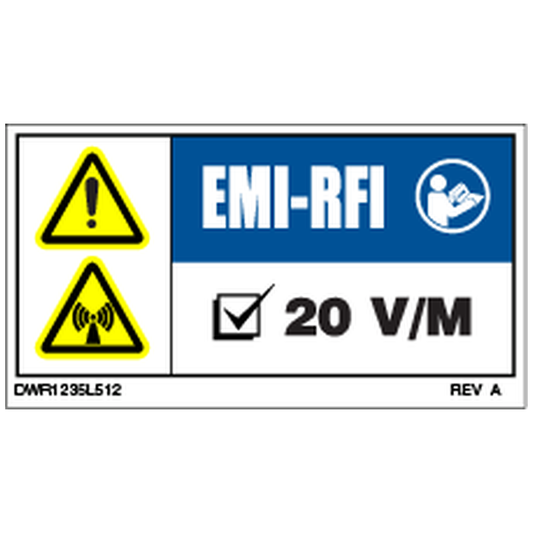 Pride Mobility DWR1235L512 decal warning emi-rfi 20v/m