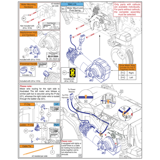 Pride Mobility DWR1235L638 decal jazzy freewheel icon up drive down neutral parts diagram