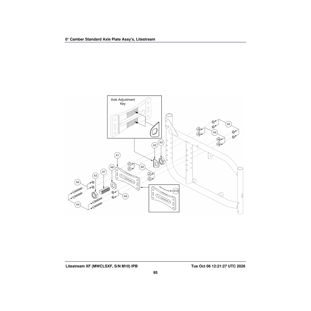 Pride Mobility DWR1507C001 frame axle plate parts diagram
