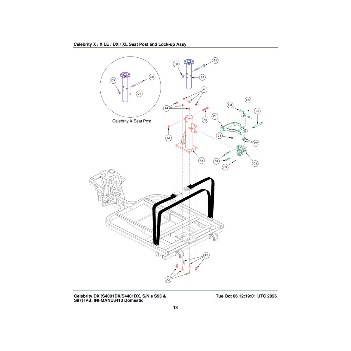 Pride Mobility DWR9565C031 handle release lever parts diagram