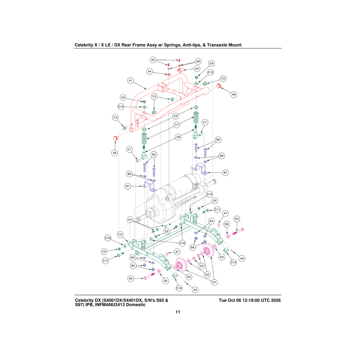 Pride Mobility DWR9565E009 frame rear weldment parts diagram