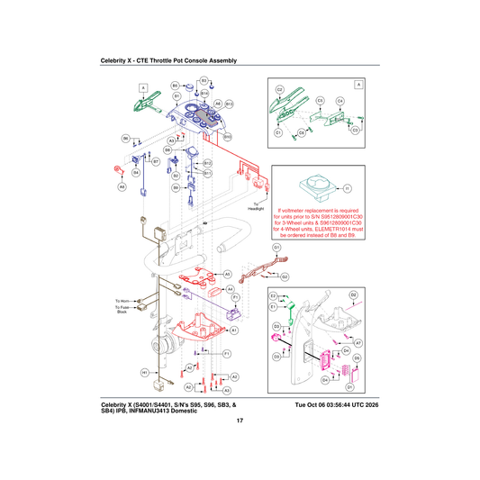 Pride Mobility DWR9565E057 shroud console bottom black plastic for cte throttle pot parts diagram