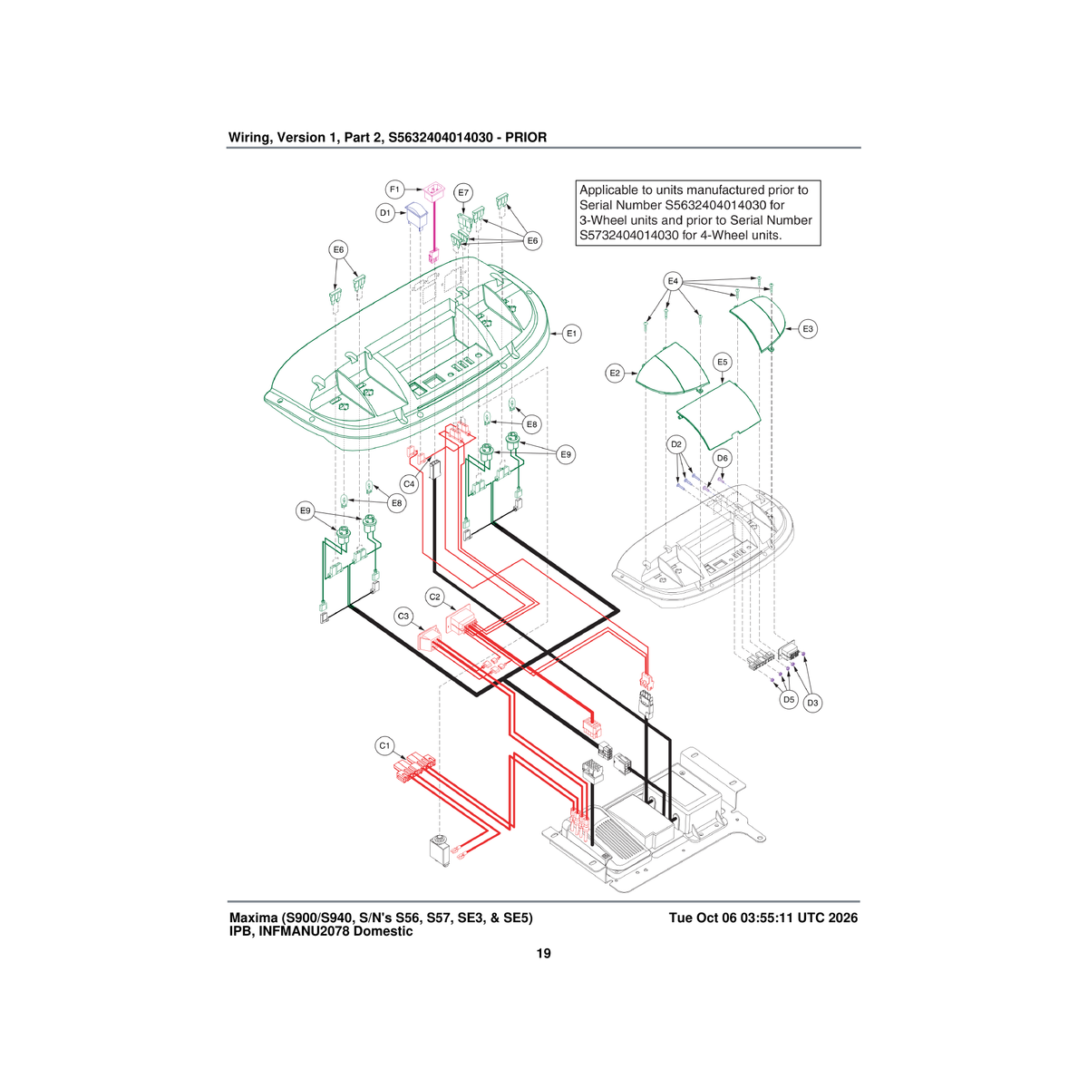 Pride Mobility DWR9700C014 lens rear light right red/amber combo 2000 parts diagram
