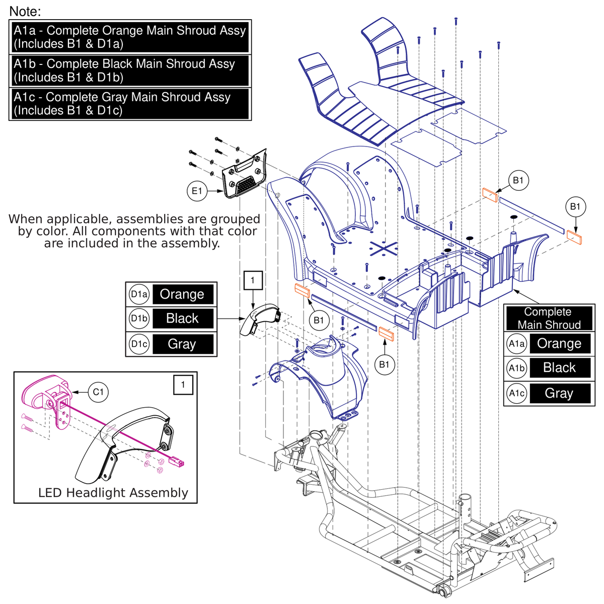 Pride Mobility DWR9763E039-TBK1-PBK1 shroud access cap black parts diagram