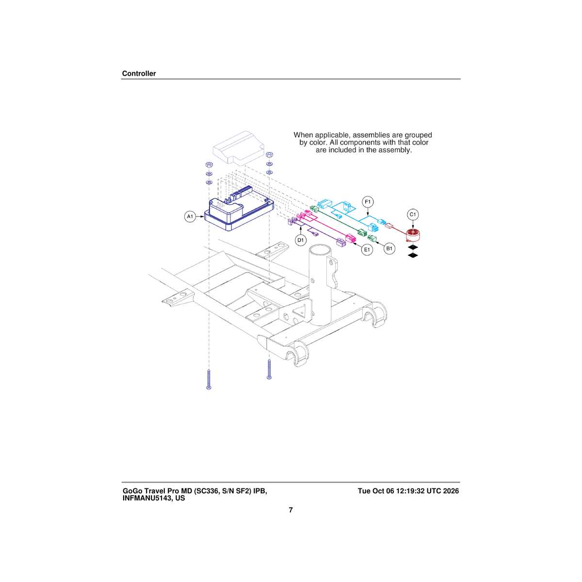 Pride Mobility DWR9982H004 harness controller interface parts diagram