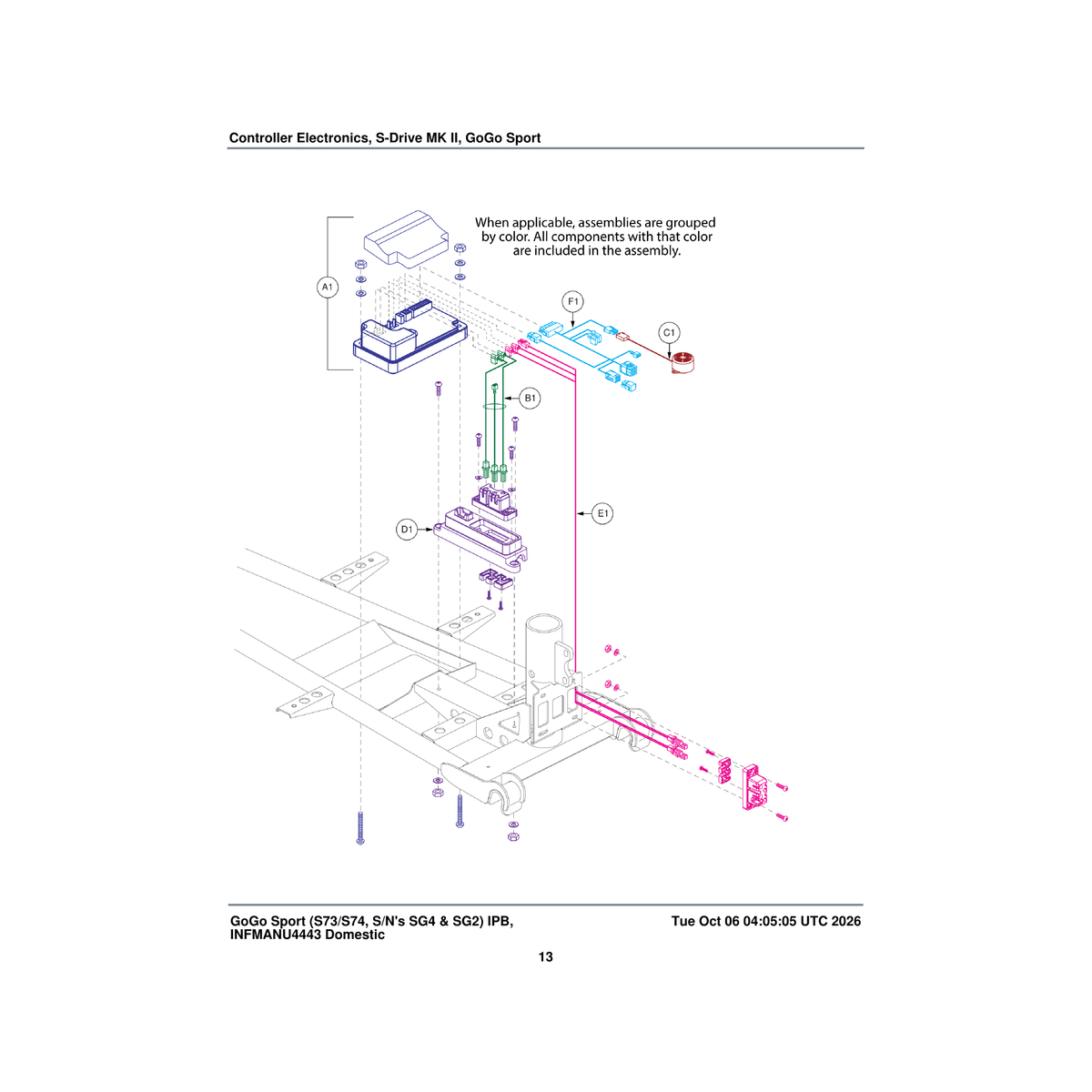 Pride Mobility DWR9983H024 harness power parts diagram