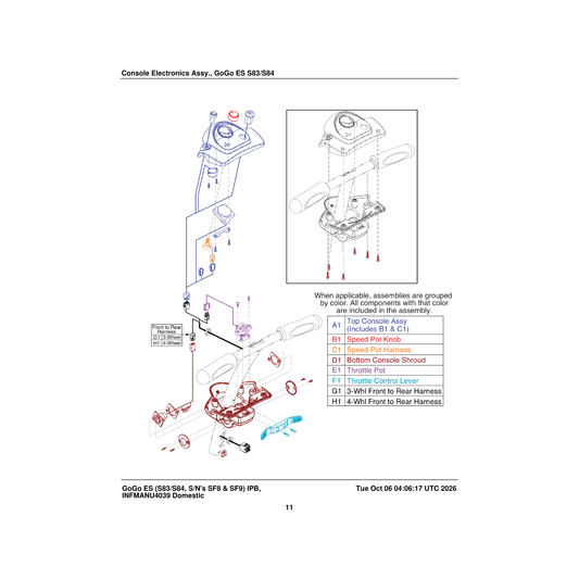 Pride Mobility DWR9983H028 harness front-to-rear travel pro 8 parts diagram