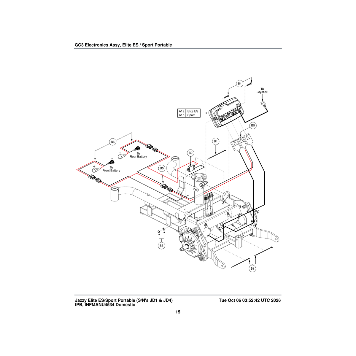 Pride Mobility ELE132508 harness power cable jazzy est parts diagram