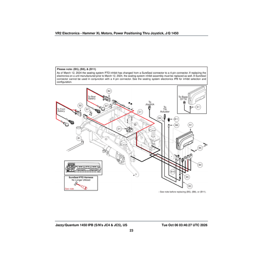 Pride Mobility ELE132816 assembly vr2 90 amp hammer ii motors quantum 1450 tilt thru joystick parts diagram