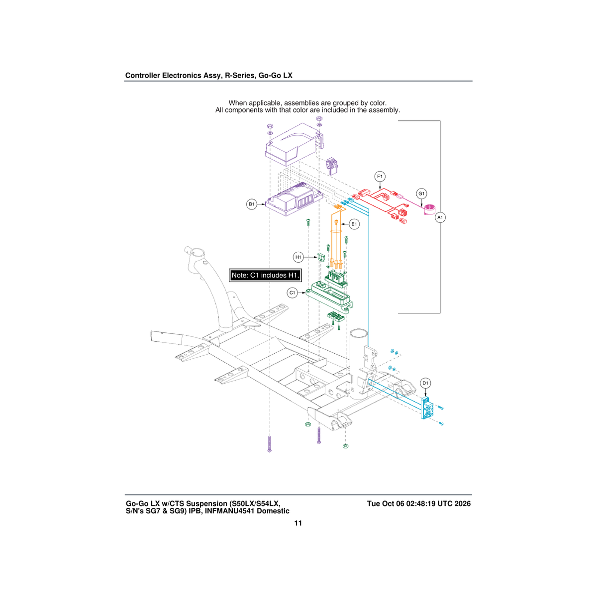 Pride Mobility ELE133333 assembly battery connector/controller parts diagram