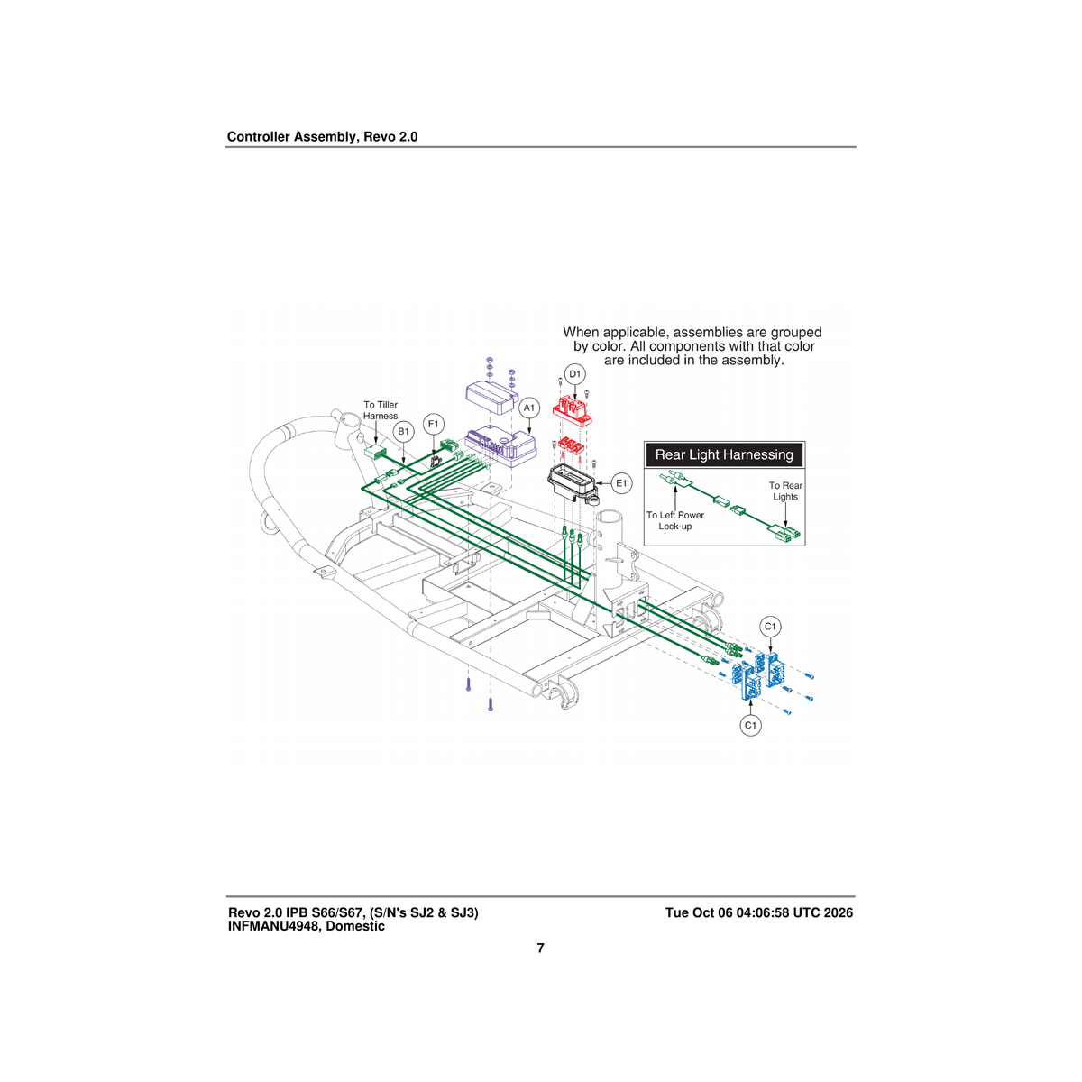 Pride Mobility ELE134068 assembly battery connector/controller parts diagram