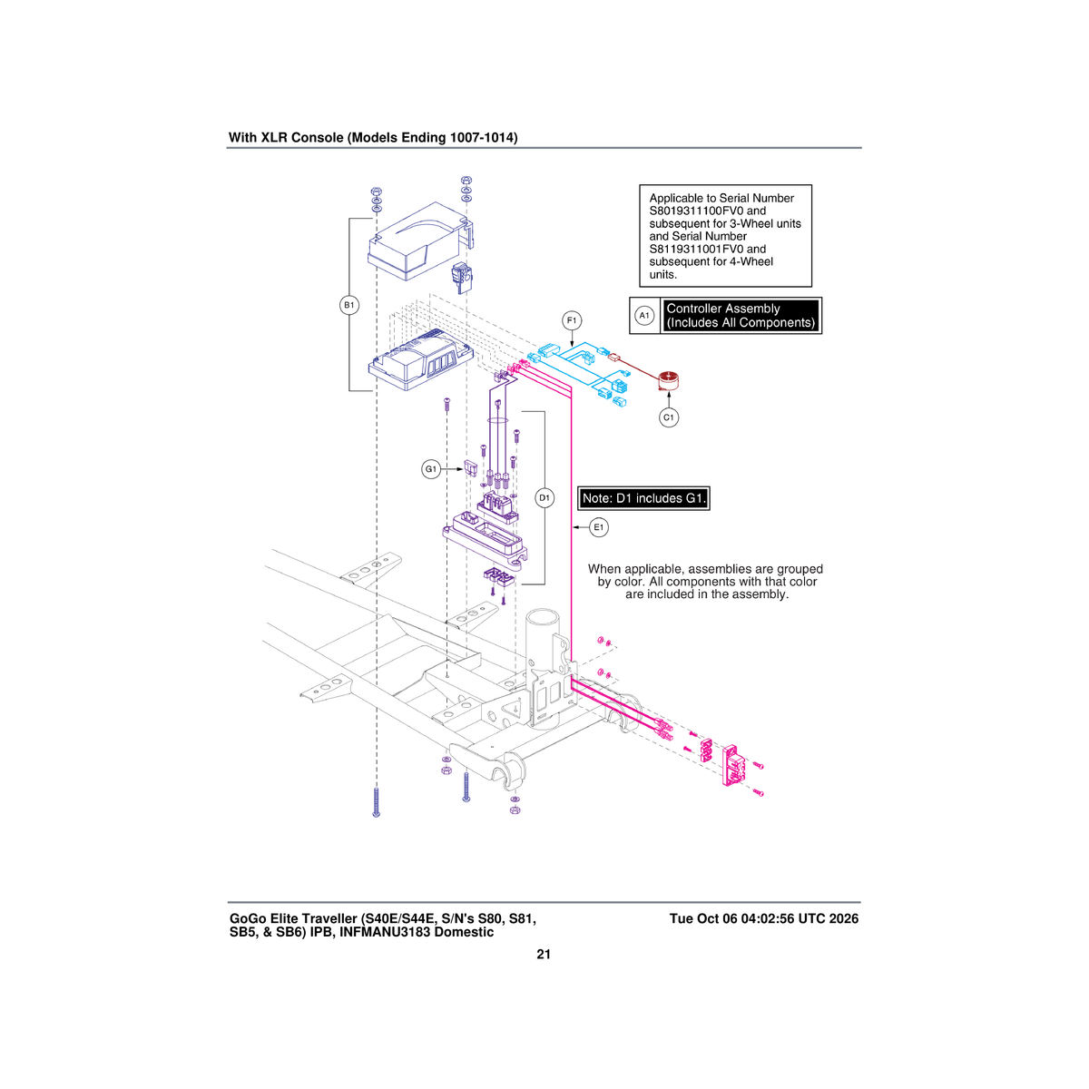 Pride Mobility ELE141211 r-series v2.07 50 amp controller electronics assembly with xlr console parts diagram