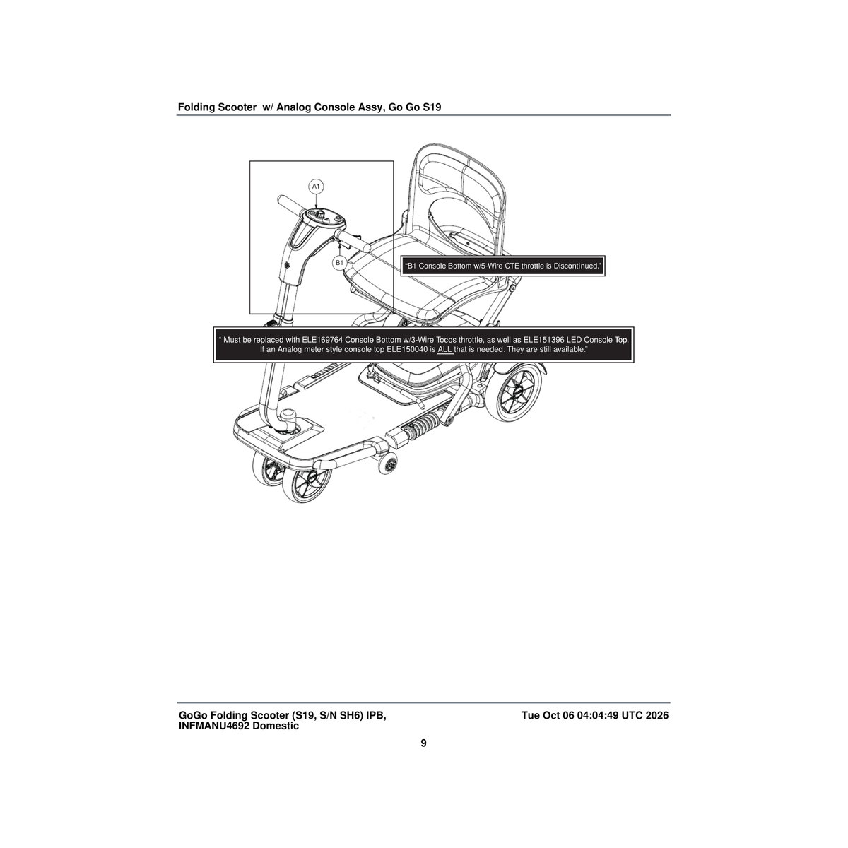 Pride Mobility ELE150042 console bottom 5-wire cte throttle for use with ele150040 console top (heartway: 94332014r parts dia