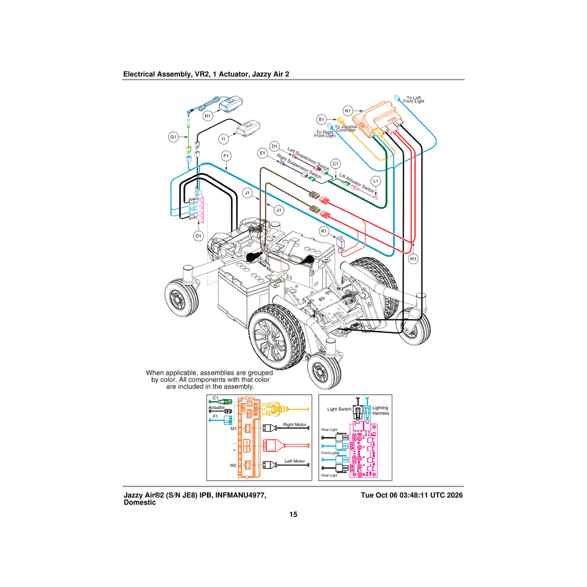 Pride Mobility ELE154541 harness suspension lock jazzy air parts diagram
