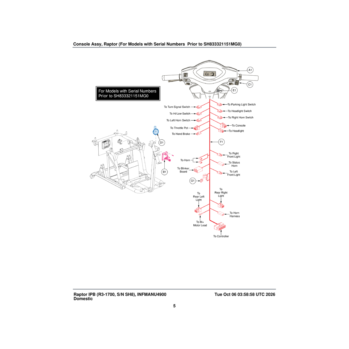 Pride Mobility ELE1701815 assembly dirrection/mode switch parts diagram