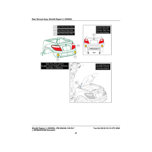 Pride Mobility ELE1704602 right led pcb and harness assembly rear light parts diagram