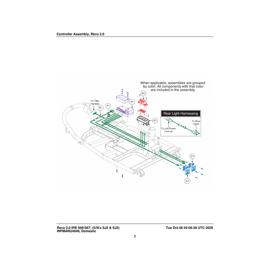 Pride Mobility ELE1707120 controller harness assembly parts diagram