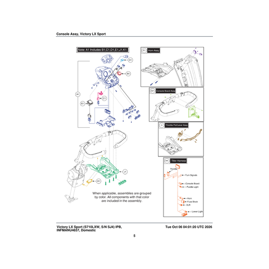 Pride Mobility ELE1712966 victory lx sport console assembly full lights parts diagram