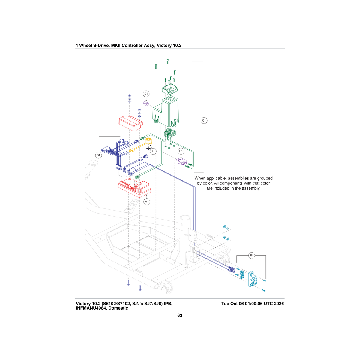 Pride Mobility ELE1800101 s-drive controller assembly mk ii 70 amp 5.2 mph program victory 10.2 parts diagram