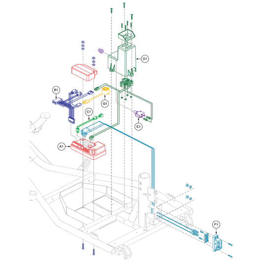 Pride Mobility (ELE1802214), Pride parts diagram of the VA Victory S-Drive controller showing the S-Drive MK II controller, 70 amp, item A1.