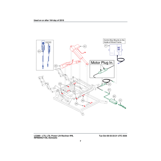 Pride Mobility ELE1803021 harness transformer/motor cable 2x0 75mm memory button parts diagram