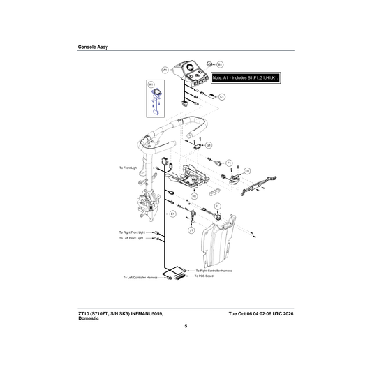 Pride Mobility ELE1804172 top console assembly victory zt 10 parts diagram