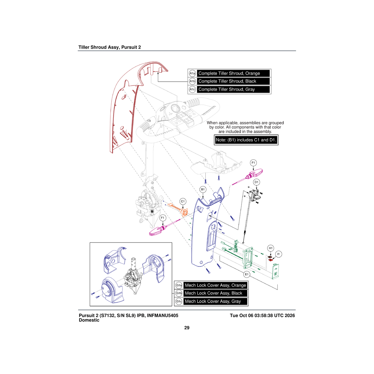 Pride Mobility ELE1806705 tiller fuse block with usb assembly wrangler 2.0 parts diagram