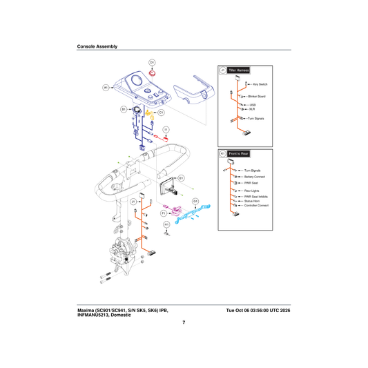 Pride Mobility ELE1808221 tiller harness parts diagram
