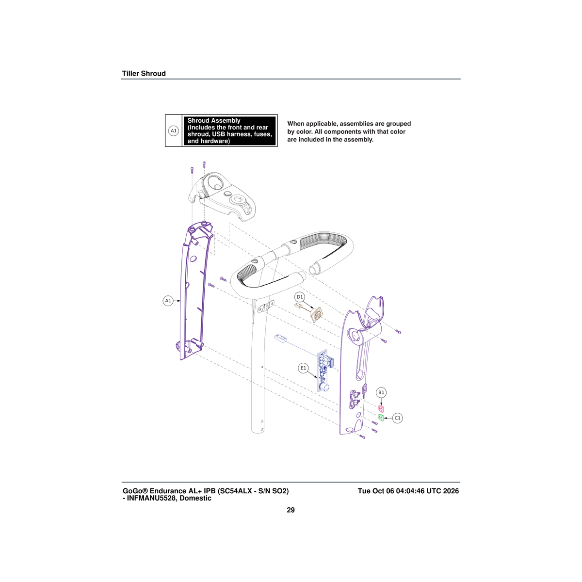 Pride Mobility ELE1900275 2.1 usb harness parts diagram